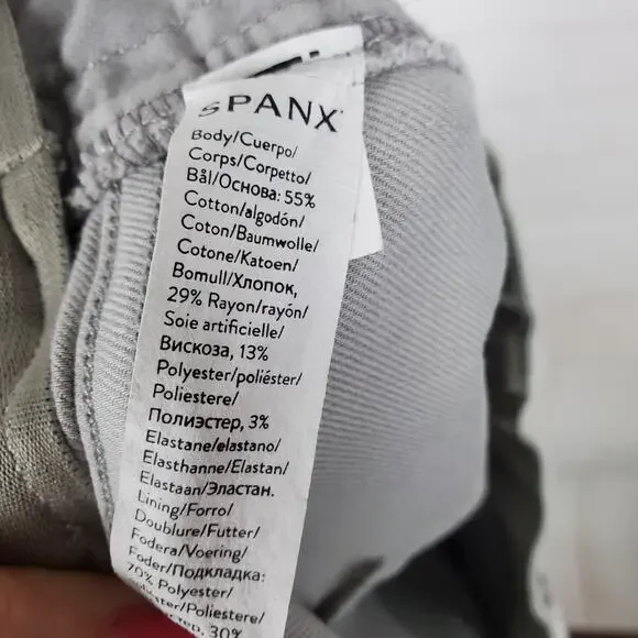 Spanx Stretch Twill Shorts Pull On 6" Womens XL Light Gray Side Stripe Casual - Picture 6 of 10